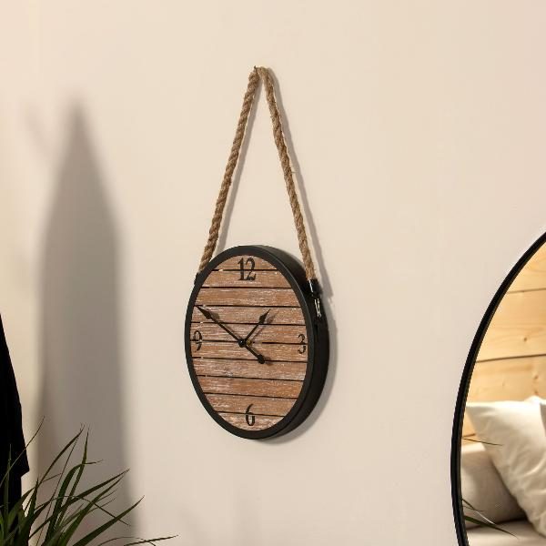 RELOJ PARED MADERA + METAL. 50*3*30 CM