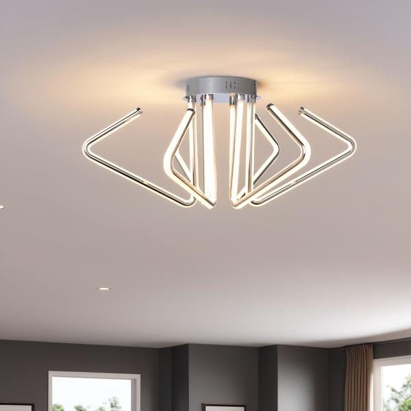 LAMPARA TECHO LED CROMADO 66X32 CM