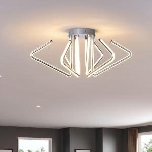 Lámpara de techo led en cromado. 32*66*66 cm