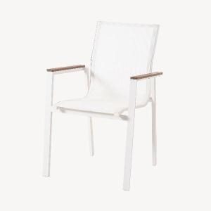 Silla Enma apilable, aluminio Blanco y textilene blanco