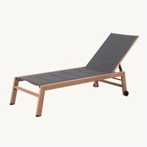 Tumbona Olivia reclinable, aluminio efecto madera y textilene antracita
