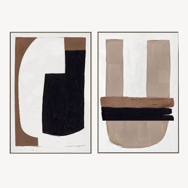 SET 2 CUADROS OLEO CON MARCO MADERA 60*90*3.5 CM