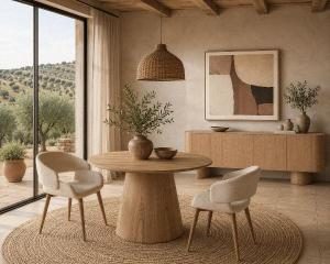 Mesa de comedor 120*120*75 cm. Chapa madera roble