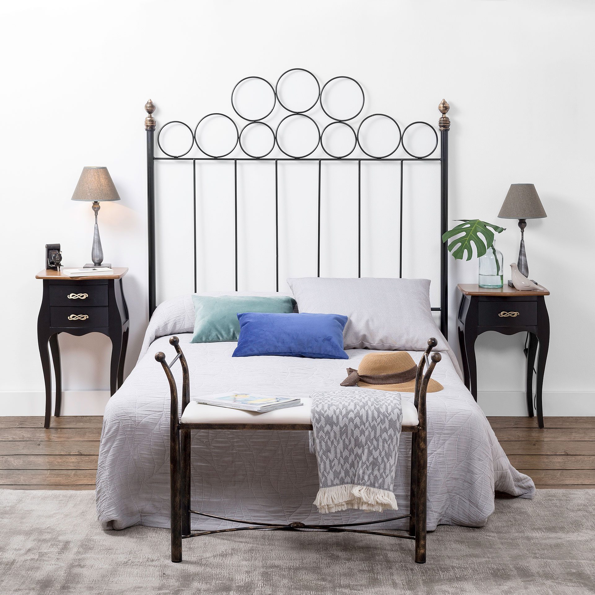 Cabecero forja circulos 90 cm