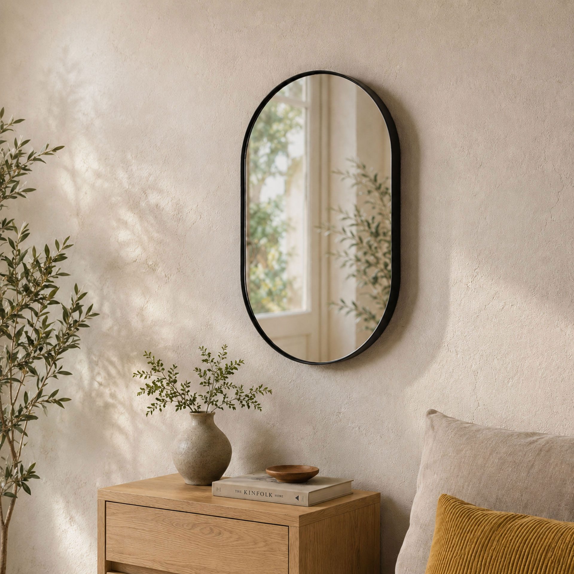 Oval mirror aluminum frame 72*45 cm