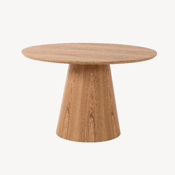 MESA COMEDOR REDONDA 120 CM. CHAPA ROBLE. ALTURA 76 CM