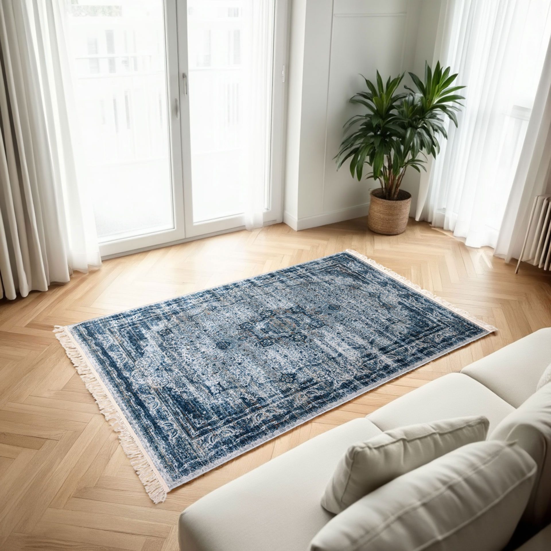 Alfombra estampado azules 180*300 cm