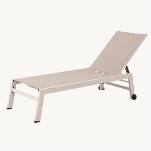 Olivia reclining sun lounger, beige aluminum and beige textilene