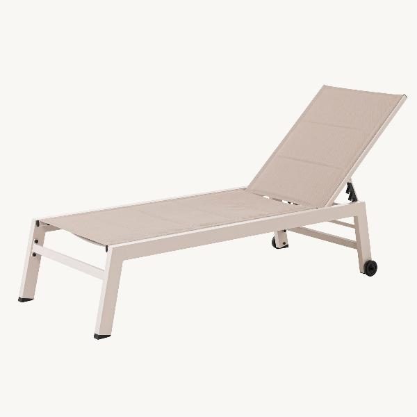 TUMBONA RECLINABLE DE EXTERIOR OLIVIA, BASE ALUMINIO BEIGE CON TEXTILENE BEIGE. 164/198*60.5*36/95 CM