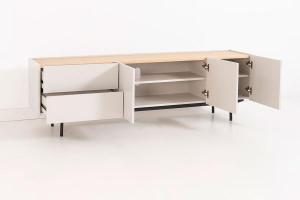 Mueble TV Pol lacado gris y chapa roble (KIT)