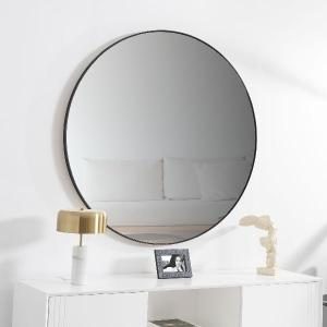 Miroir rond cadre noir 80 cm