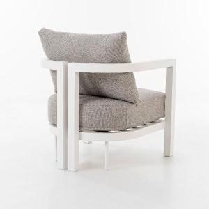 Set de terraza AVA. Extructura aluminio blanco y tejido beige