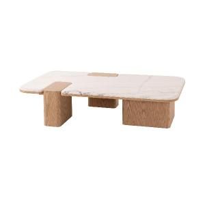 Delfos sofa table, oak veneer and white porcelain, 120 cm