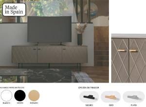 Mueble TV Diamond 3 P lacado perlado 180*50*40 cm