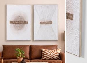 Set de 2 cuadros al óleo con marco de madera. 80*120 cm/ud.