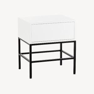 Mesita Push 2 cajon lacado blanco base oro 48 cm