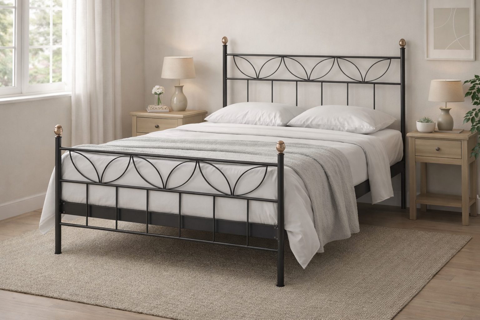 Cama completa forja cabecero recto 90 cm