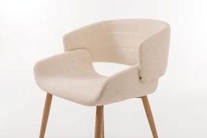 Greta chair, curved seat upholstered in beige
