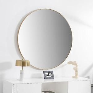 Miroir rond avec cadre doré, 80 cm