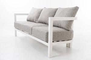 Set de terraza AVA. Extructura aluminio blanco y tejido beige