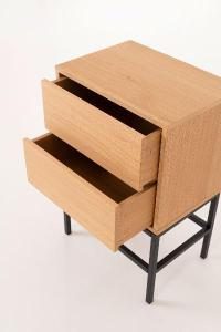 Mesita Push 2 cajon lacado roble base negra 48 cm