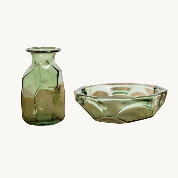 JARRON Y CENTRO ORIGAMI VERDE