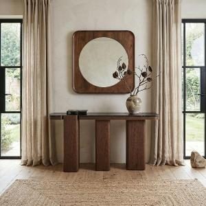 Square mirror walnut wood 100*100 cm