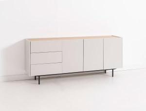 Buffet Pol laqué gris et placage chêne (KIT)