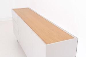 Buffet Pol laqué gris et placage chêne (KIT)