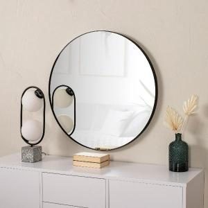 espejo circular 80 cm, marco aluminio negro
