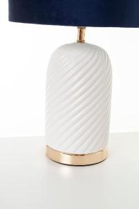 Lámpara de cerámica. Pantalla en terciopelo azul. 48*28*28 cm