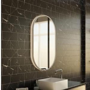 White oval mirror with LED light, 100 x 60 cm