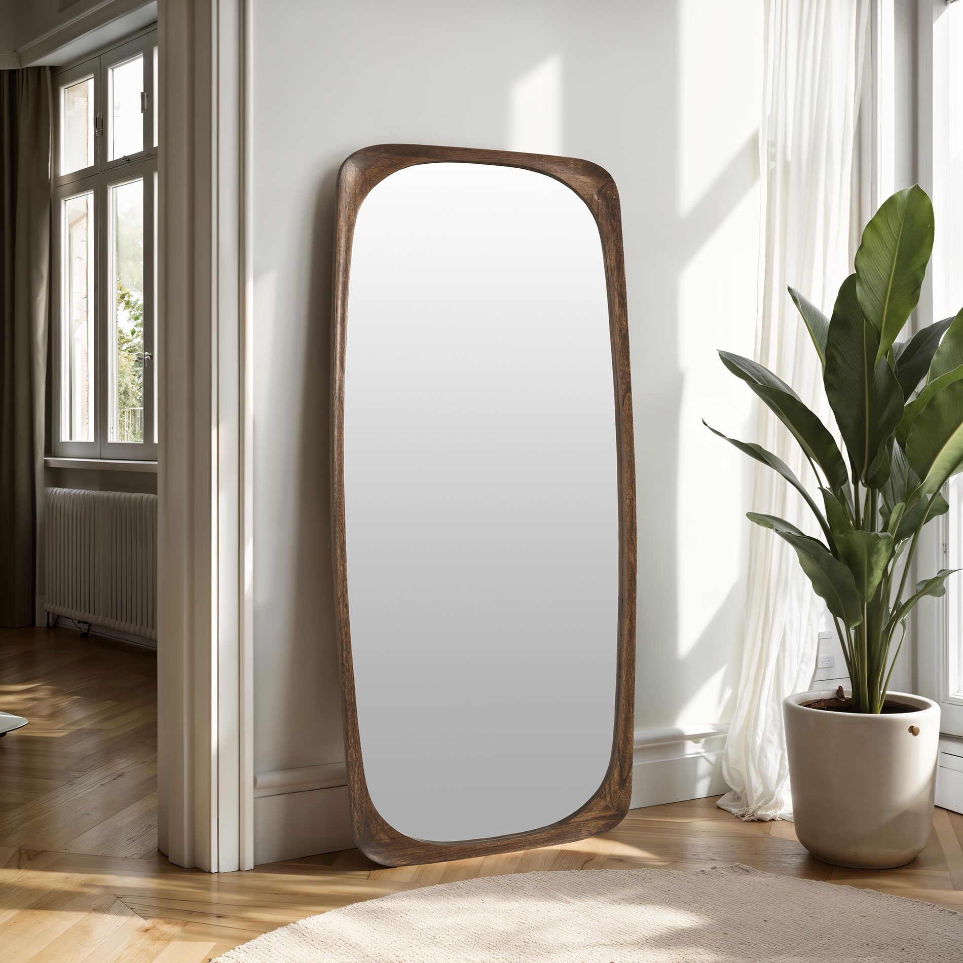 Specchio da parete in legno di noce 175*70 cm