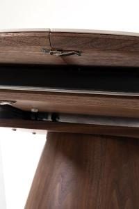 Mesa comedor extensible 120/160*76 cm, chapa nogal y pórcelanico blanco