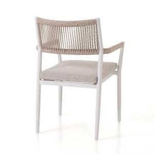 Set comedor terraza blanco y asiento beige