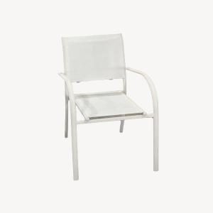 Silla Valentina apilable, aluminio Blanco y textilene blanco