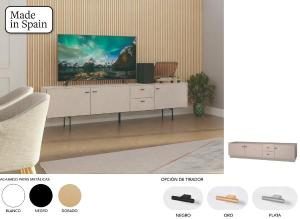 Mueble TV Diamond 3 P + 2 C lacado visón 222*50*40 cm