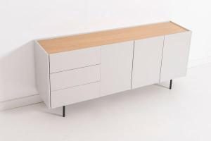 Buffet Pol laqué gris et placage chêne (KIT)