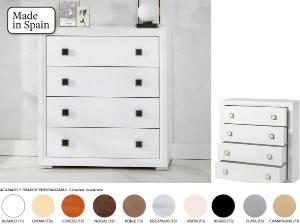 Comoda Munich 4 cajones, lacado blanco 103*95*43 cm
