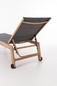 Lettino prendisole reclinabile Olivia, alluminio effetto legno e textilene antracite