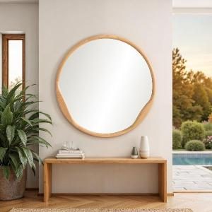 Espejo circular madera roble 120*120 cm