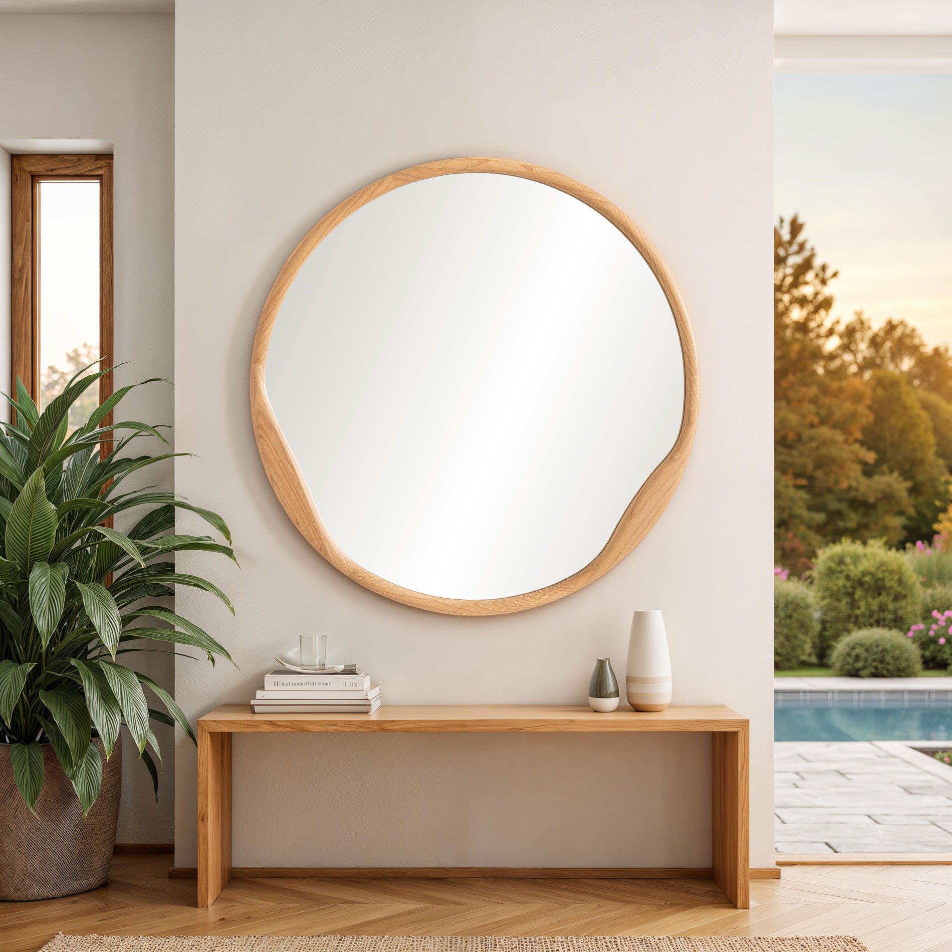 Espejo circular madera roble 120*120 cm