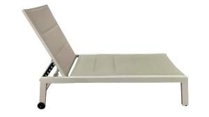 Bain de soleil inclinable Olivia, aluminium beige et textilène beige