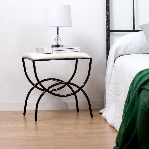 BANQUETA FORJA (49X42X35), ASIENTO PRETAPIZADO