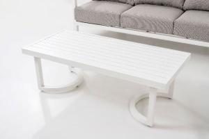 Set de terraza AVA. Extructura aluminio blanco y tejido beige