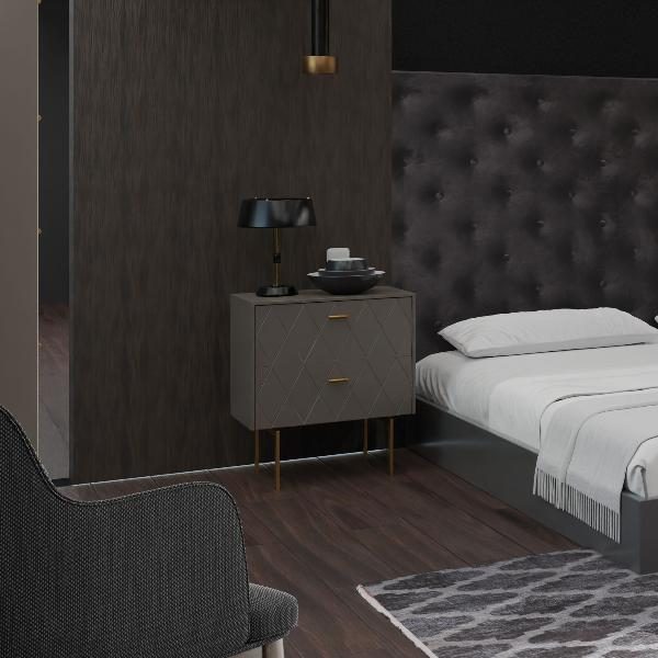 MESITA DIAMOND 2 CAJONES, GUIA FRENO (ANCHO 51 CM) 51*50.5*34 CM. LACADO PERLADO