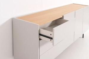 Buffet Pol laqué gris et placage chêne (KIT)