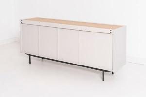 Buffet Pol laqué gris et placage chêne (KIT)