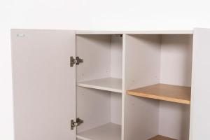 Vitrina Pol lacado gris y chapa roble (KIT)