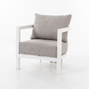 Set de terraza AVA. Extructura aluminio blanco y tejido beige